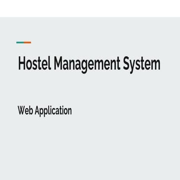 Hostel management system project reports | PPT