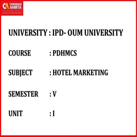 Hotel Marketing - the introduction on hotel marketing