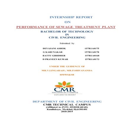 SEWAGE TREATMENT PLANT mini project report | PDF