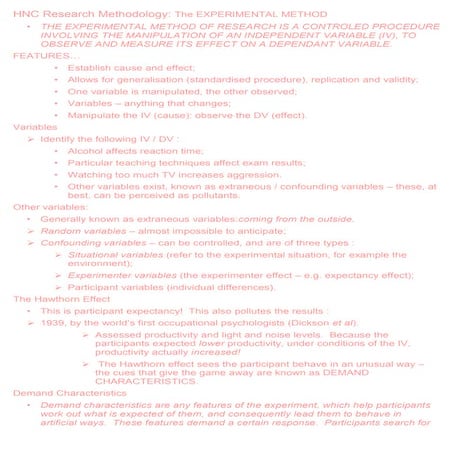 Hnc research methodology