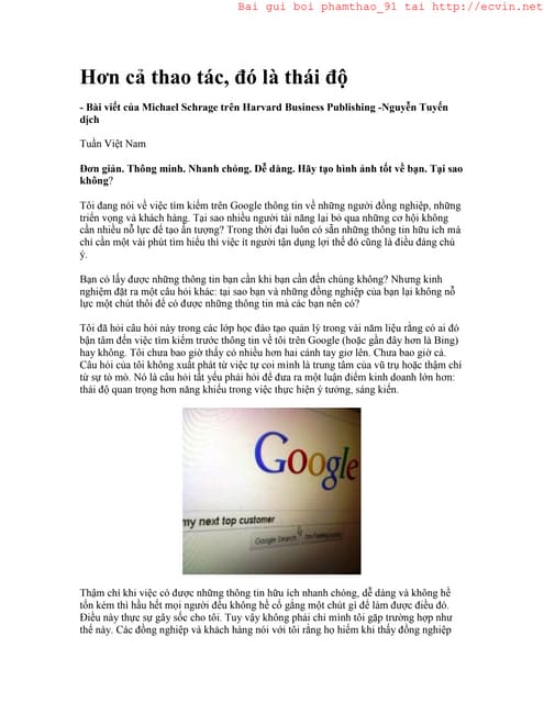 Hơn cả thao tác  đó là thái độ