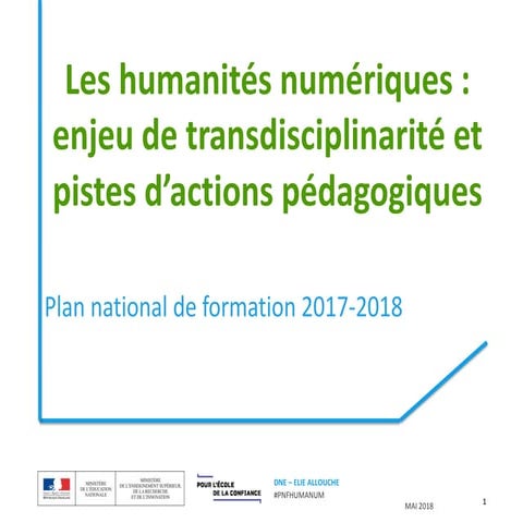 Les humanités numériques, enjeu de transdisciplinarité et pistes d’actions pédagogiques 