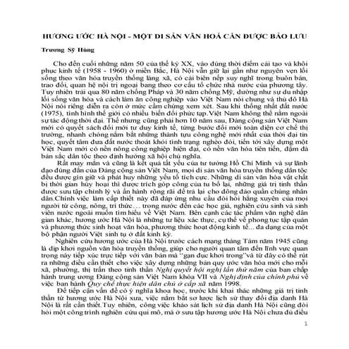 HƯƠNG ƯỚC HÀ NỘI - MỘT DI SẢN VĂN HOÁ - Trương Sỹ Hùng