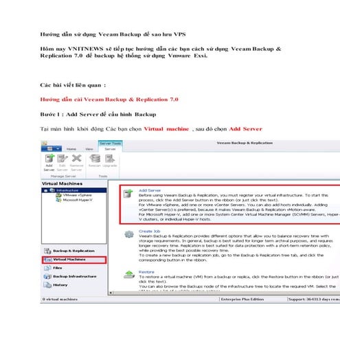 Hướng dẫn sử dụng veeam backup để sao lưu vps