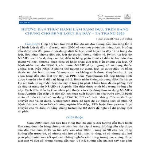 HƯỚNG DẪN THỰC HÀNH LÂM SÀNG DỰA TRÊN BẰNG CHỨNG CHO BỆNH LOÉT DẠ DÀY TÁ TRÀNG.doc