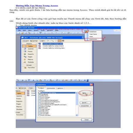 Hướng dẫn tạo menu trong access | DOC