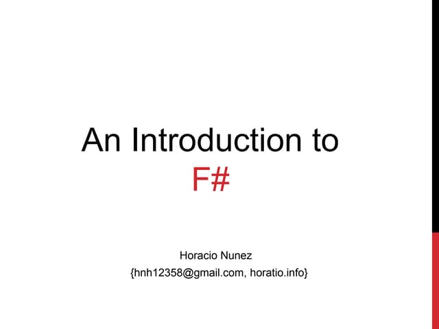 An Introduction to FSharp