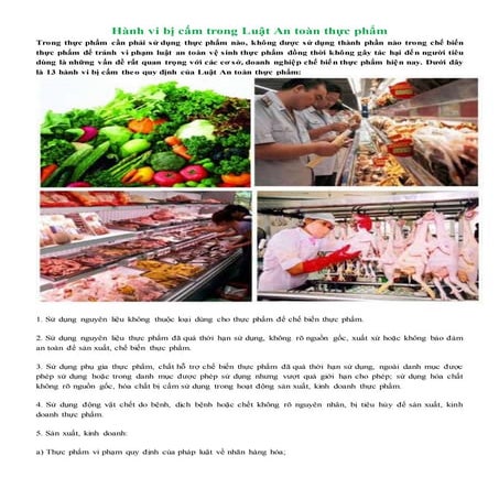 Hành vi bị cấm trong luật an toàn thực phẩm