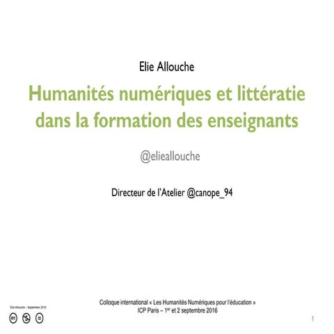 Humanités numériques et littératie  dans la formation des enseignants