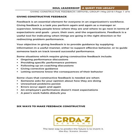 Giving Constructive Feedback | PDF