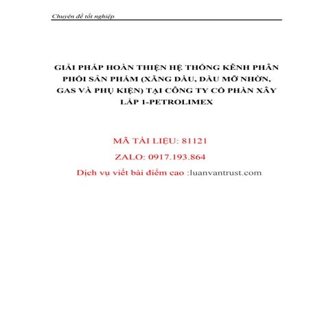 Giải pháp hoàn thiện hệ thống kênh phân phối sản phẩm (xăng dầu, dầu mỡ nhờn,...