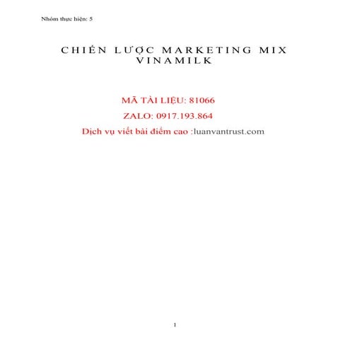 Chiến Lược Marketing Mix Vinamilk