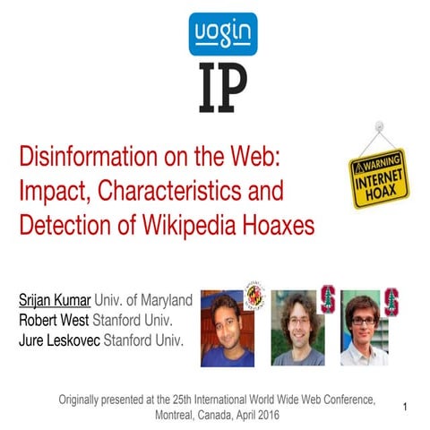 Disinformation on the Web: impact, characteristics and detection of Wikipedia...