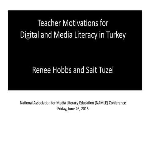 Teacher Motivations for Digital and Media Literacy in Turkey
