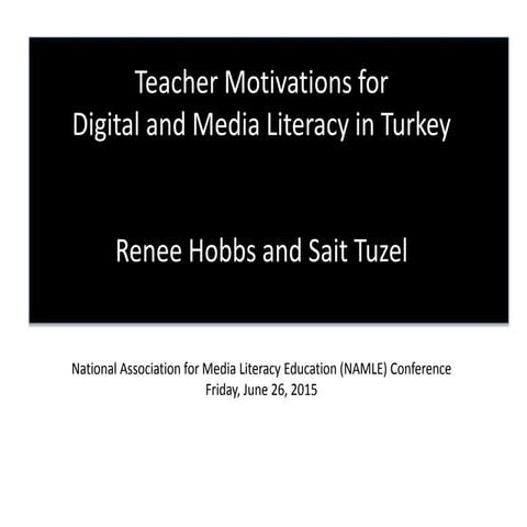 Teacher Motivations for Digital and Media Literacy in Turkey