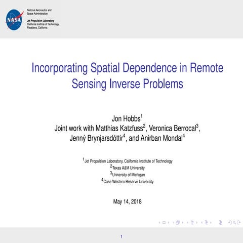 CLIM: Transition Workshop - Incorporating Spatial Dependence in Remote Sensin...