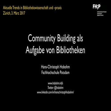 Community Building als Aufgabe von Bibliotheken
