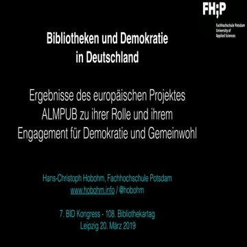 Bibliotheken und Demokratie in Deutschland