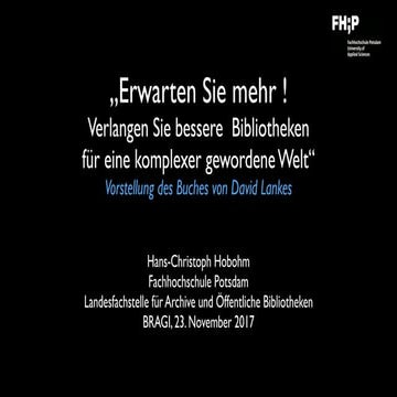 Buchvorstellung: "Erwarten Sie mehr" v. David Lankes (dt. Übersetzung 2017)