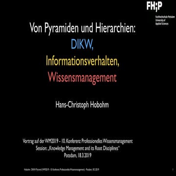 DIKW Hierarchie im Wissensmanagement und in der Informationsverhaltensforschung