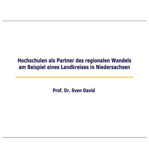 Hochschulen als Partner des regionalen Wandels