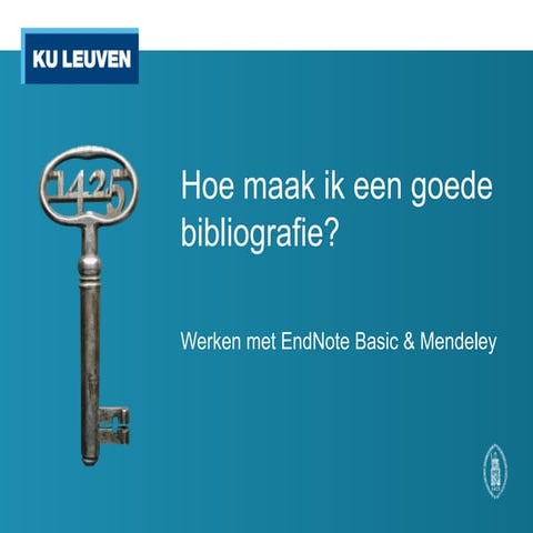 Hoe maak ik een bibliografie met EndNote Basic of Mendeley | PPT