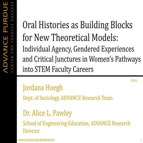Oral Histories as Building Blocks for New Theoretical Models: Individual Agen...