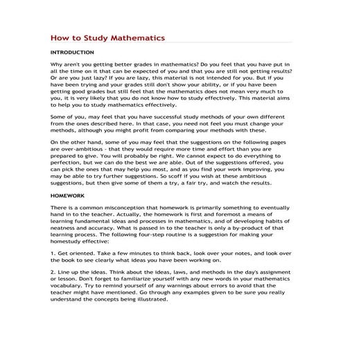 how to study maths