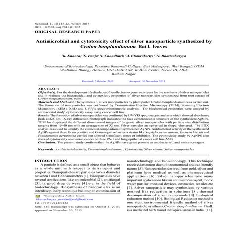 Antimicrobial and cytotoxicity effect of silver nanoparticle synthesized by C...