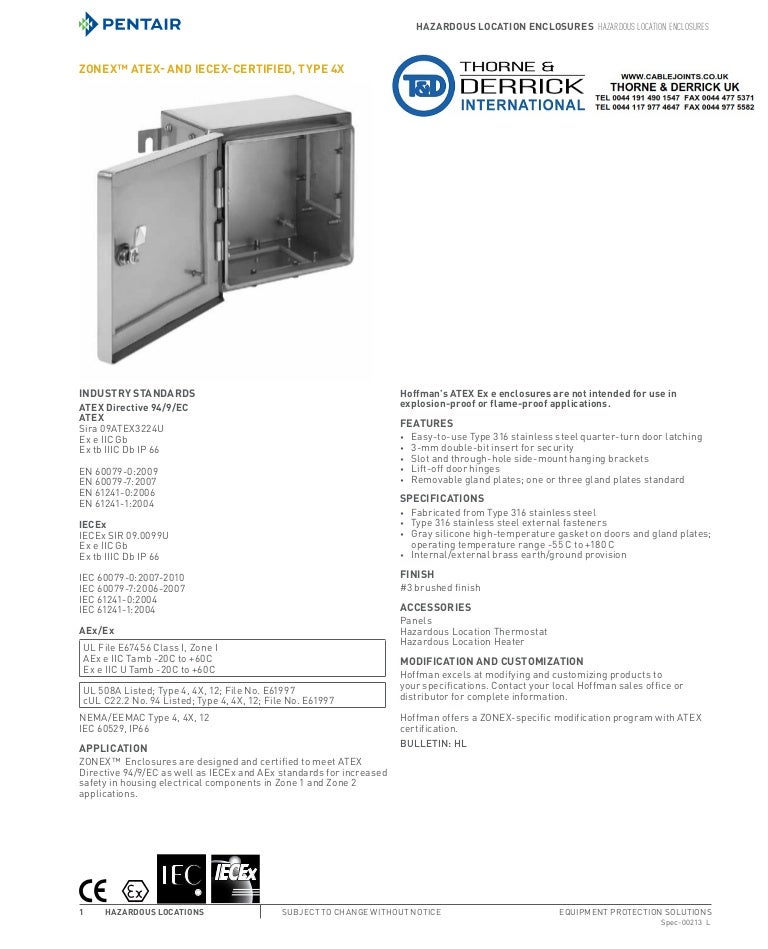 Hoffman ZONEX ATEX & IECEx Certified Enclosures, Type 4x Hazardous