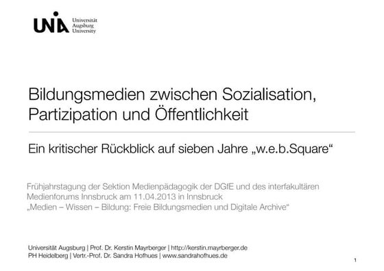 Bildungsmedien zwischen Sozialisation, Partizipation und Öffentlichkeit