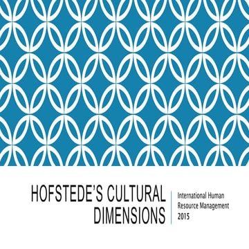 Hofstede's cultural dimensions