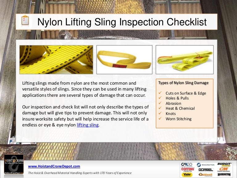 Nylon Web Slings Inspection Checklist