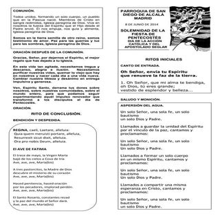 GUIÓN DE LA MISA DE PENTECOSTES. CI...