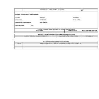 Hoja de mantenimiento