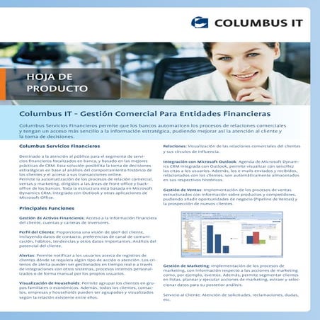 Hoja De Producto Financial Services para Microsoft Dynamics CRM