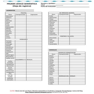 Hoja de registro prueba léxico semá...