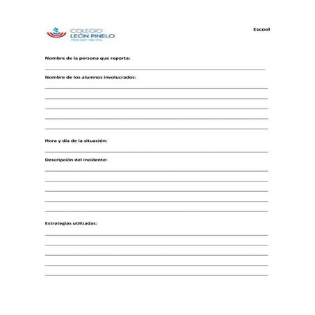 Hoja de reporte ESCOOL