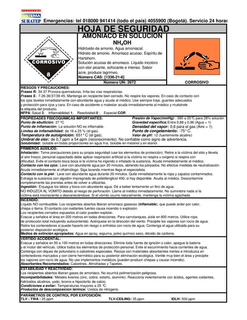 Hoja de seguridad del amoniaco   ar...
