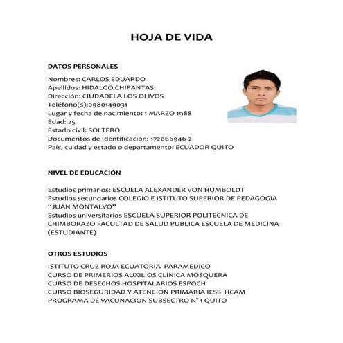 Hoja de vida