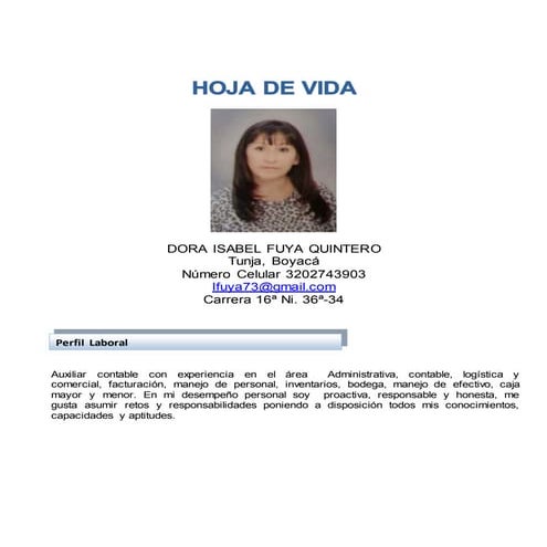 Hoja de vida