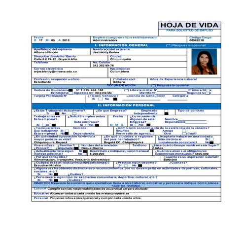 Hoja de vida