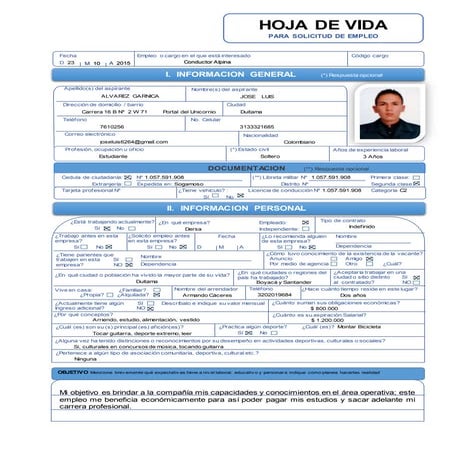 Hoja de vida