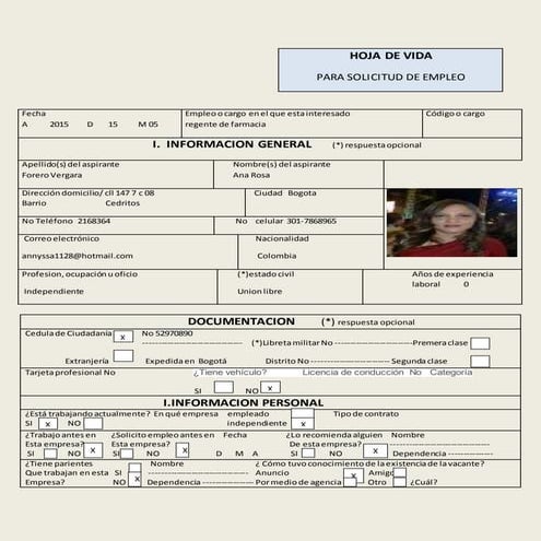 Hoja de vida ana forero