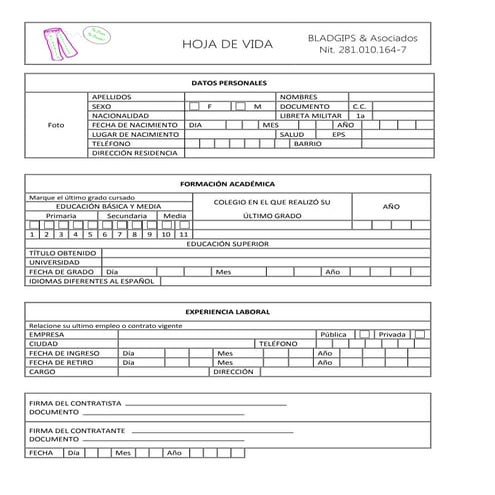 Hoja de vida corporativa