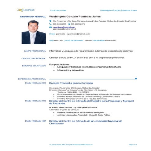 Hoja de vida cveuropa