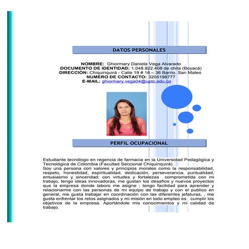 Hoja de vida daniela