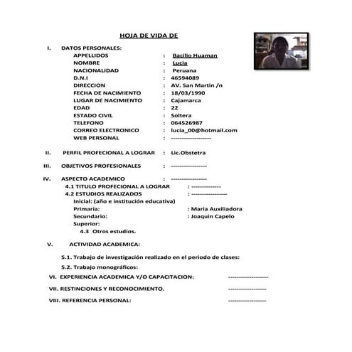 Hoja de vida de