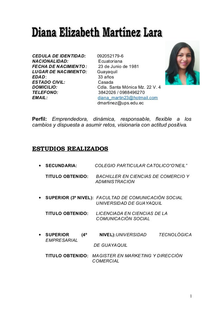 Hoja de vida diana martínez