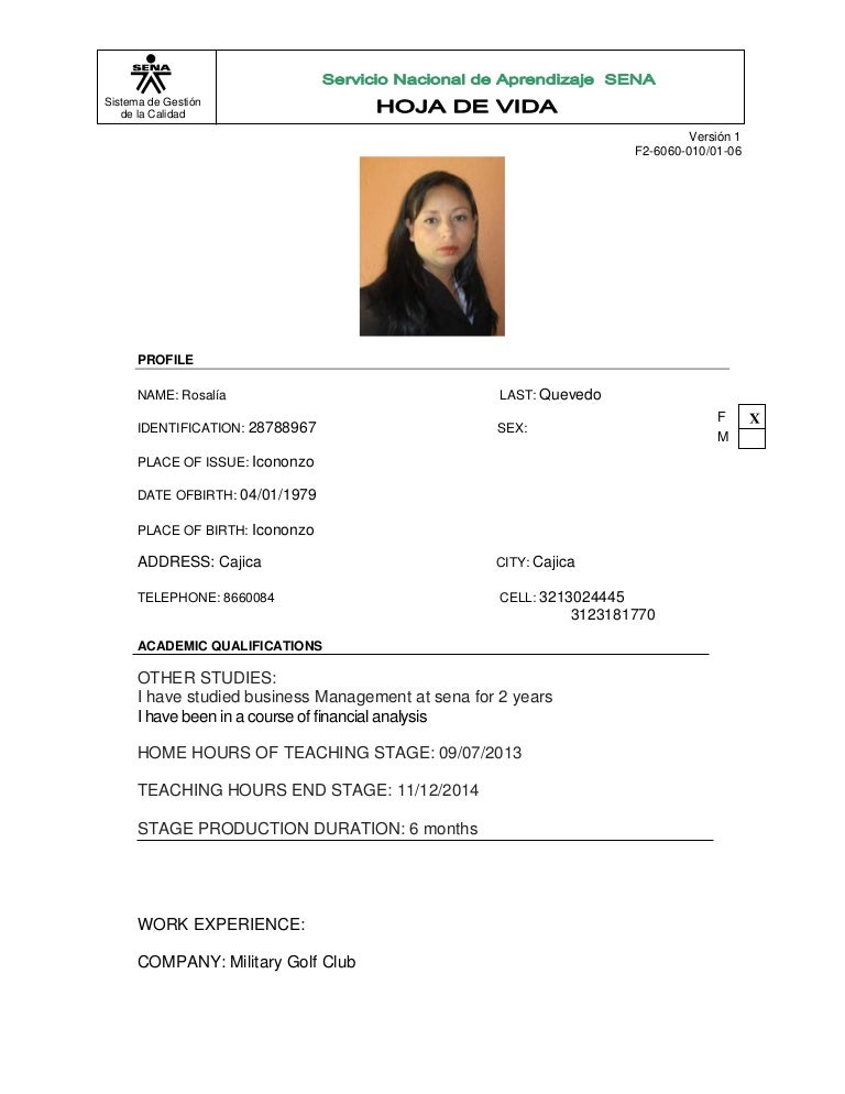 Hoja de vida en ingles